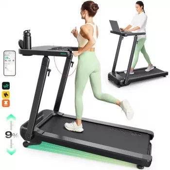 Bieżnia Urevo z wbudowanym biurkiem do pracy i ćwiczeń Foldi 3S Maksymalne obciążenie użytkownika 120 kg Minimalna prędkość 1 km/h Maksymalna prędkość 12 km/h