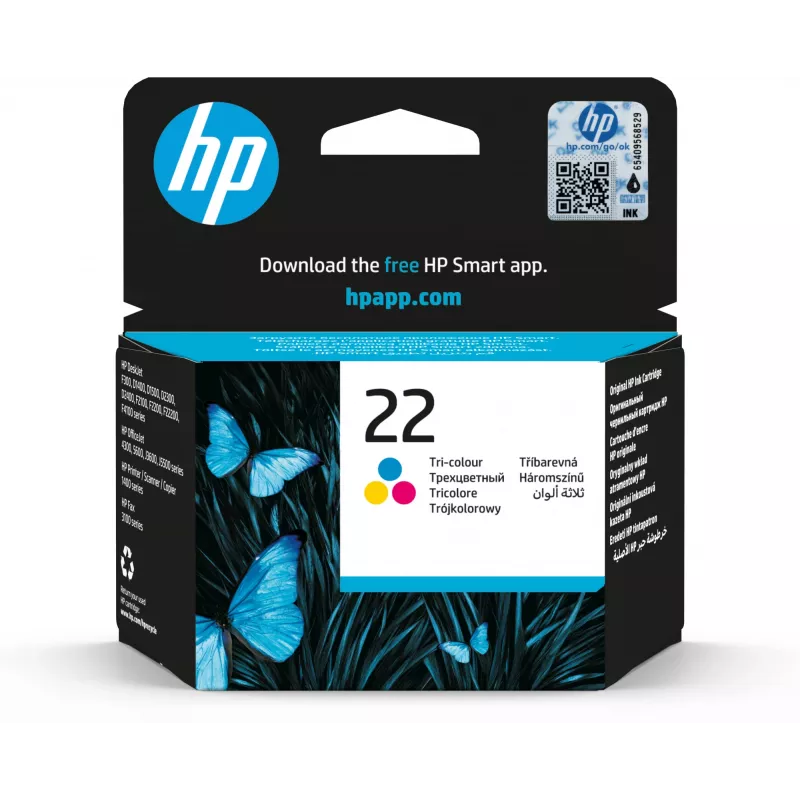 Oryginalny wkład atramentowy HP 22 tri-colour standardowa pojemność 5 ml 165 stron 1 szt.
