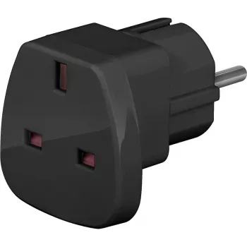 Wentronic Goobay Adapter podróżny, czarny - gniazdo UK > Typ F (Typ F, CEE 7/7) (94271)