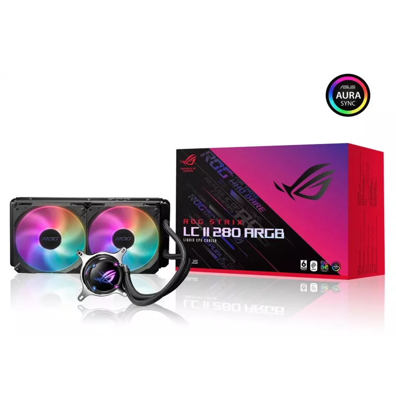 ASUS ROG STRIX LC II 280 ARGB Chłodzenie procesora All-in-one chłodnica cieczy 14 cm Czarny 1 szt.