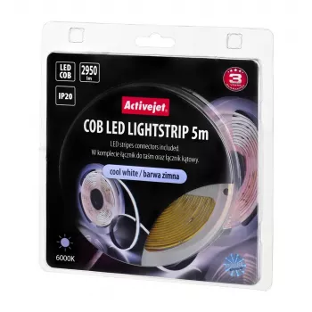 Taśma LED Activejet AJE-COB 5m zimna biel uniwersalna taśma LED do wewnątrz