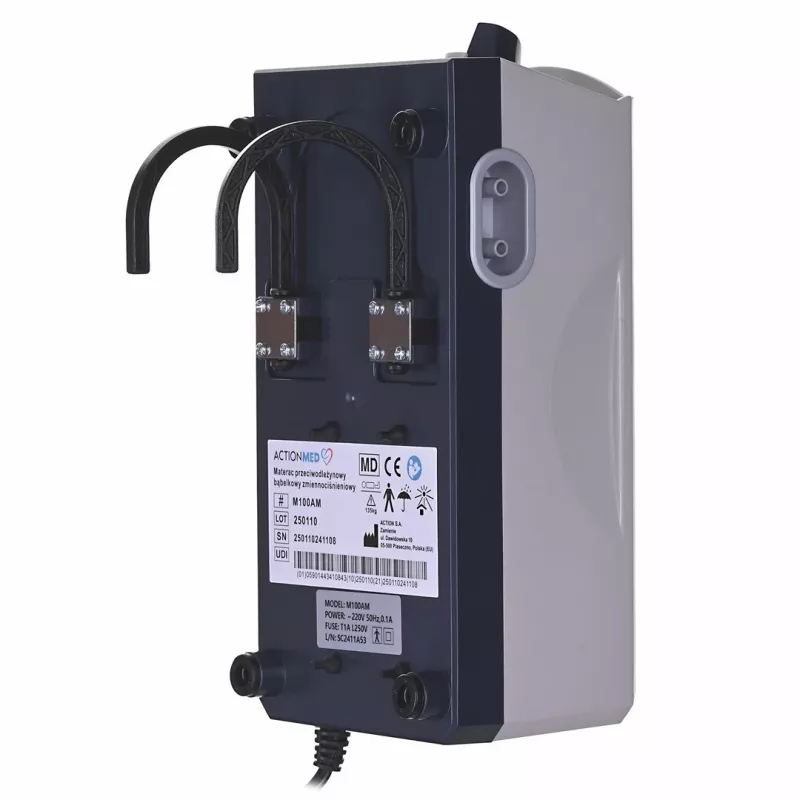 Materac przeciwodleżynowy bąbelkowy ActionMed M100AM zmiennociśnieniowy, pojedynczy materac PVC 192×82×7 cm, maks. waga użytkownika 135 kg