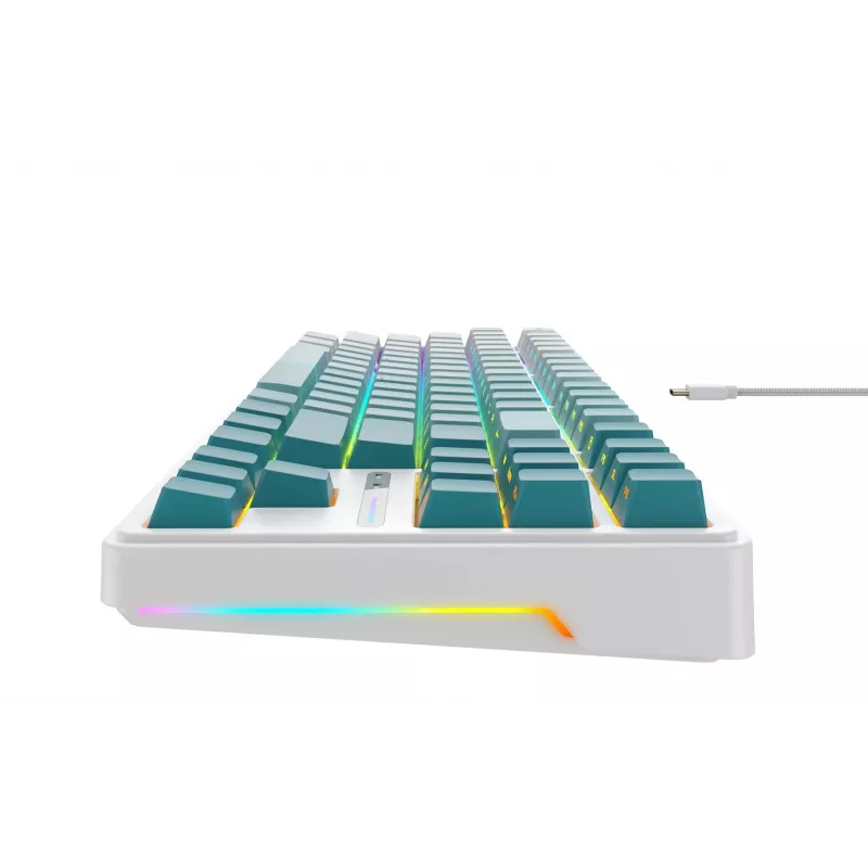 Havit KB901L klawiatura gamingowa biało-zielona przewodowa USB RGB LED
