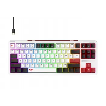 Klawiatura gamingowa Havit KB902L 80% przewodowa USB QWERTY 88 klawiszy RGB LED