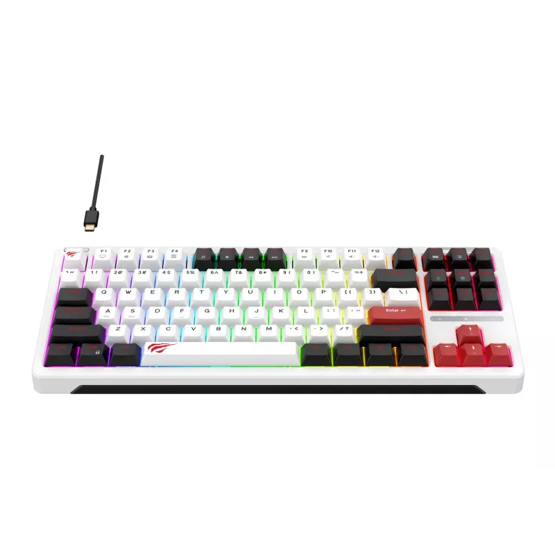 Klawiatura gamingowa Havit KB902L 80% przewodowa USB QWERTY 88 klawiszy RGB LED