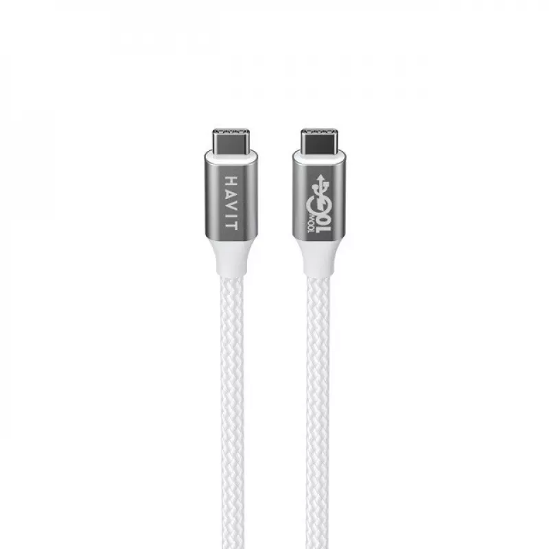 Kabel Havit CB6290 USB Type C do USB Type C 1 m 10 Gbit/s Szaro-Biały