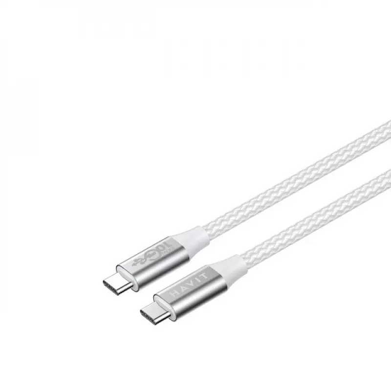 Kabel Havit CB6290 USB Type C do USB Type C 1 m 10 Gbit/s Szaro-Biały
