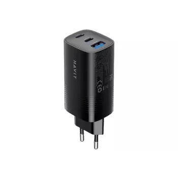 Havit UC20 trójportowa podróżna ładowarka GaN 65W czarna