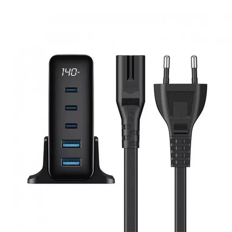 HAVIT Travel Charger UCLE004 EU 140W Five-Port GaN Czarny