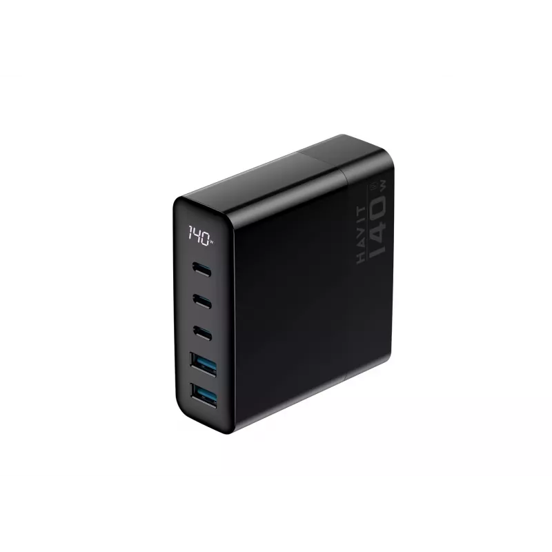 HAVIT Travel Charger UCLE004 EU 140W Five-Port GaN Czarny