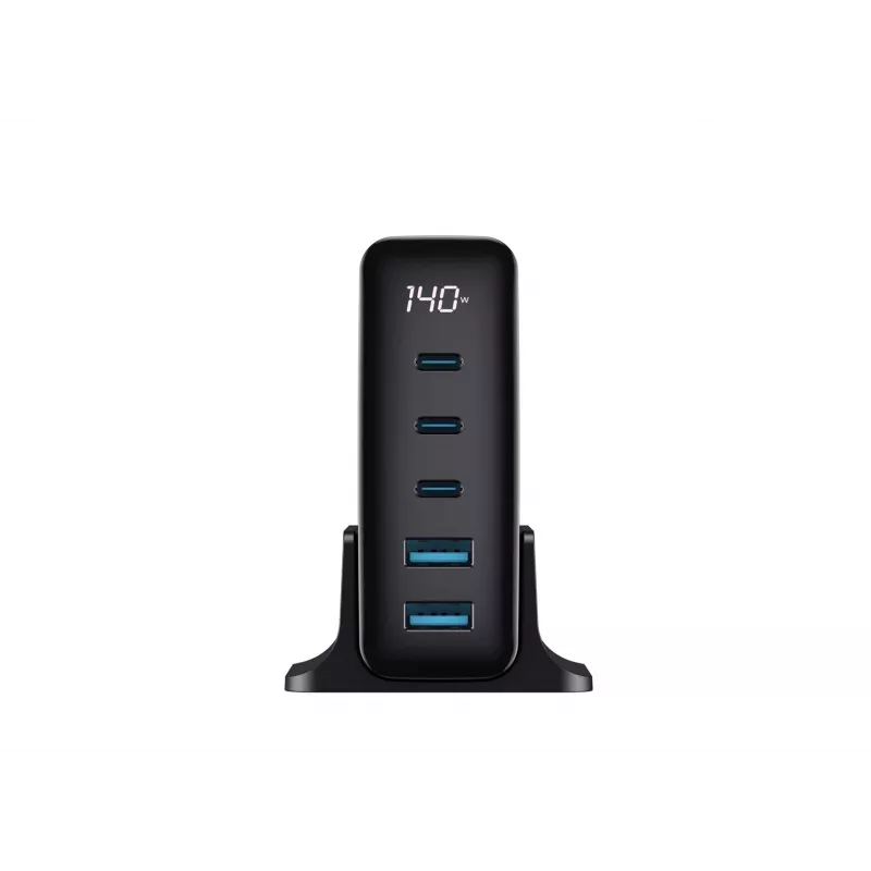 HAVIT Travel Charger UCLE004 EU 140W Five-Port GaN Czarny