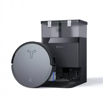 Robot sprzątający Ecovacs Deebot X8 Omni — czarny, bateria 5200 mAh, czas pracy 128 min, worek na kurz 0,22 L, mopowanie na mokro, automatyczna stacja bazowa