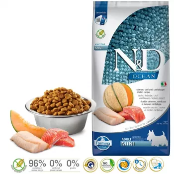 FARMINA N&D Ocean Dog Salmon, Cod, Cantaloupe, Melon Adult Mini - sucha karma dla psów - 7 kg