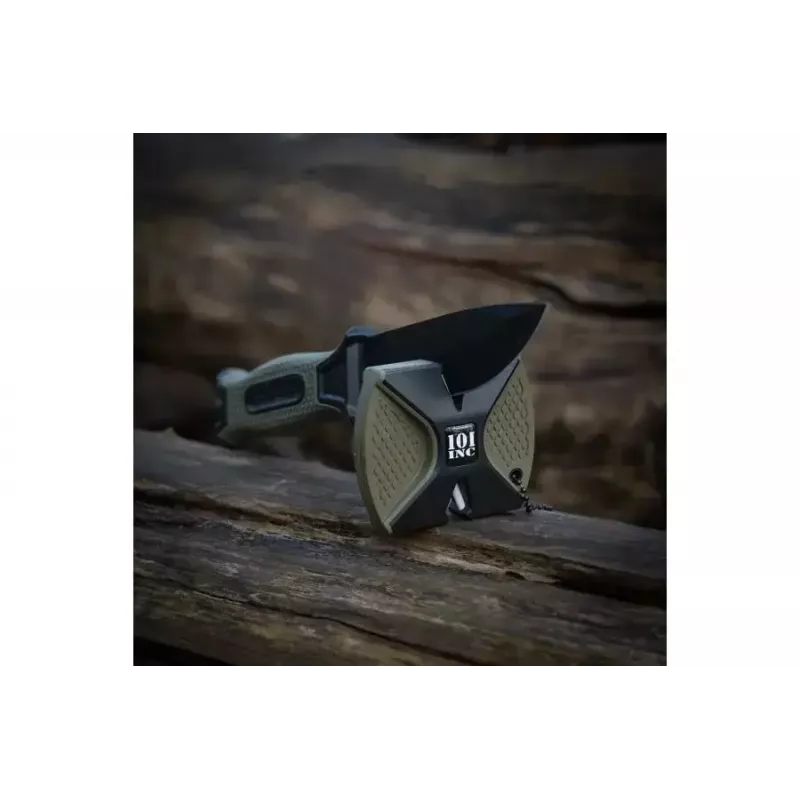 Nóż taktyczny ze stałą klingą 101 INC Model 9242, ostrze 120 mm stal nierdzewna 3Cr13, zielona rękojeść, pochwa