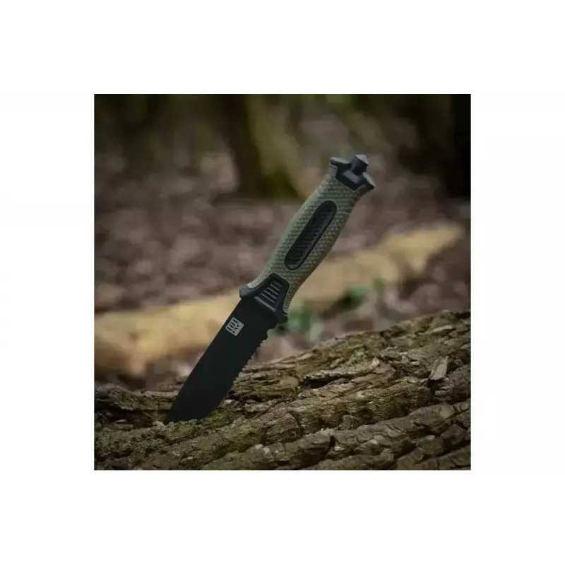Nóż taktyczny ze stałą klingą 101 INC Model 9242, ostrze 120 mm stal nierdzewna 3Cr13, zielona rękojeść, pochwa