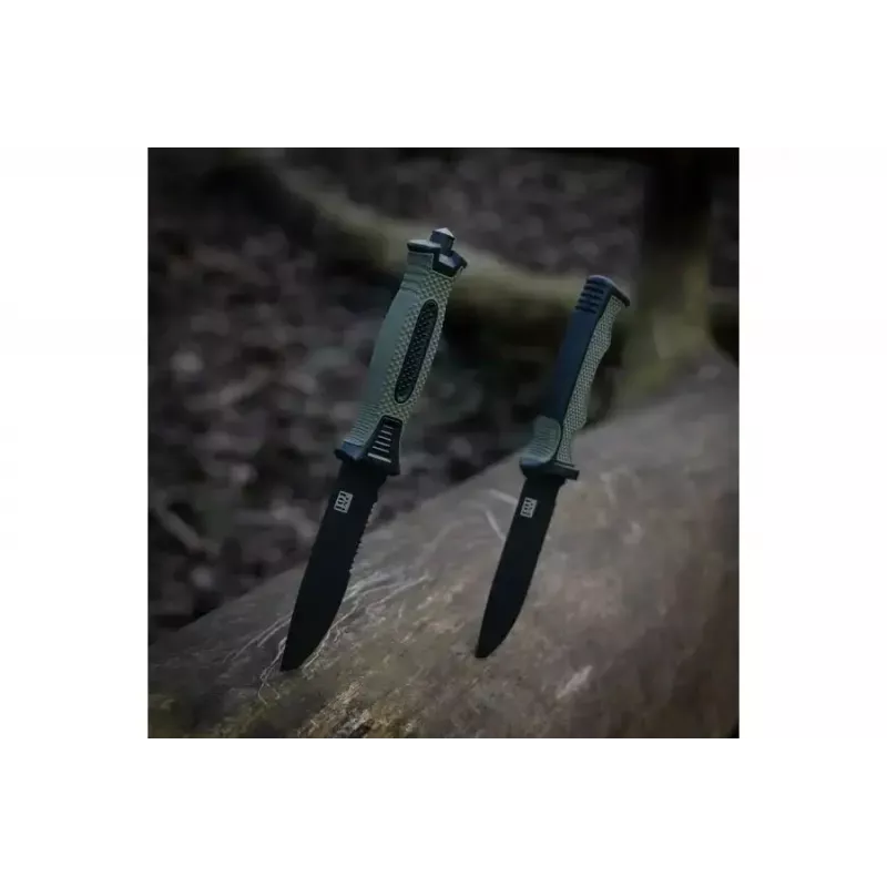 Nóż taktyczny ze stałą klingą 101 INC Model 9242, ostrze 120 mm stal nierdzewna 3Cr13, zielona rękojeść, pochwa