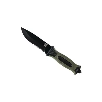 Nóż taktyczny ze stałą klingą 101 INC Model 9242, ostrze 120 mm stal nierdzewna 3Cr13, zielona rękojeść, pochwa