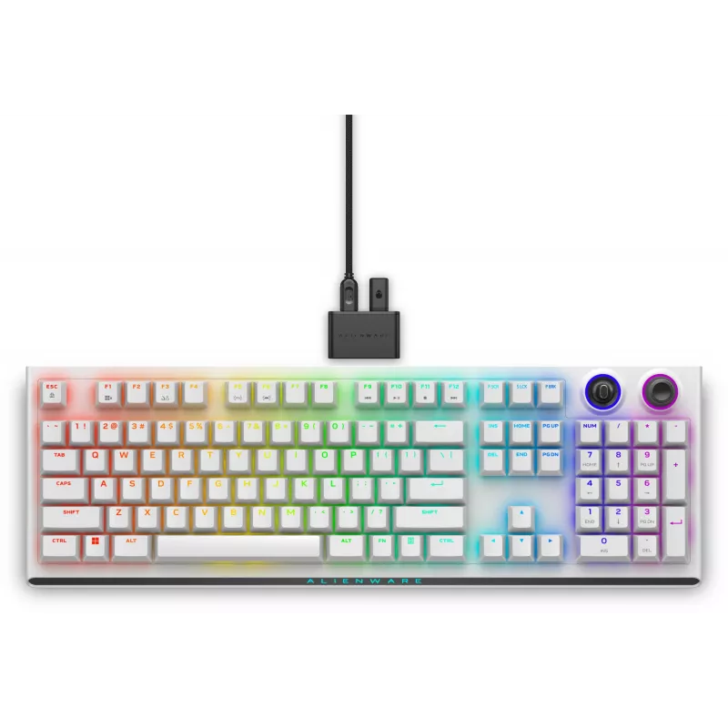 Dell | Alienware Tri-Mode AW920K | Bezprzewodowa klawiatura gamingowa | Bezprzewodowa | Podświetlenie RGB LED | US | Bluetooth | Lunar Light | Klawiatura numeryczna | CHERRY MX Red | Połączenie bezprzewodowe