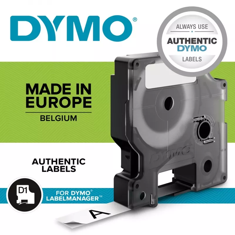 DYMO D1 Durable - Czarny na Białym - 12mm
