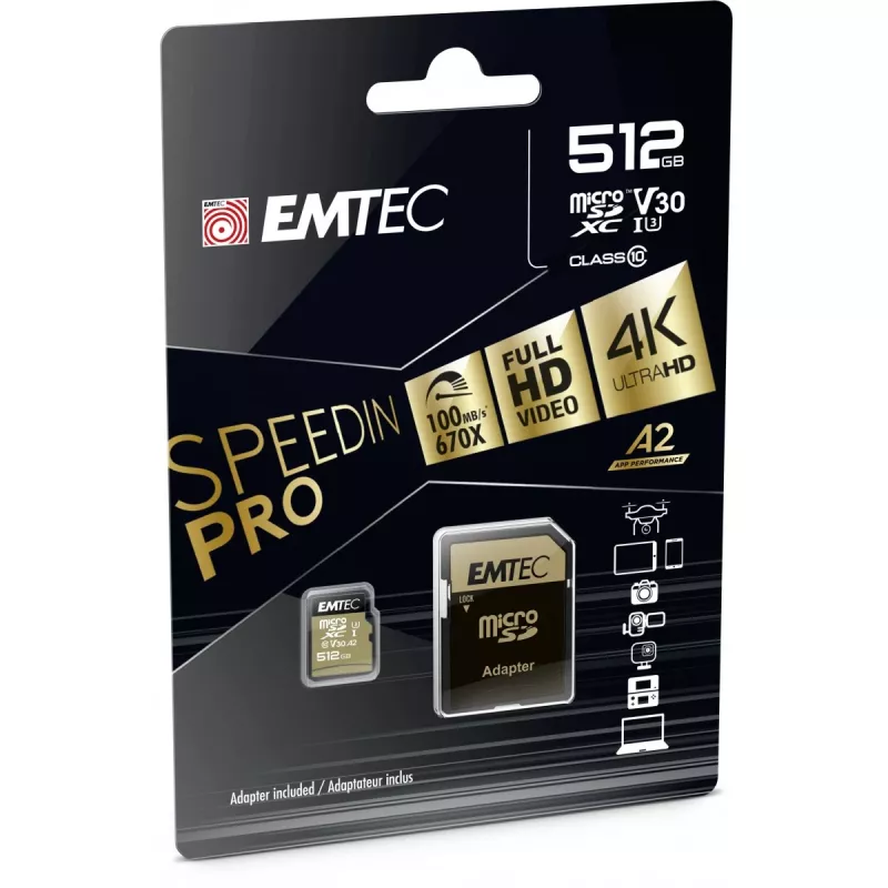 Karta pamięci Emtec 512GB MicroSDXC UHS-I ECMSDM512GXC10SP
