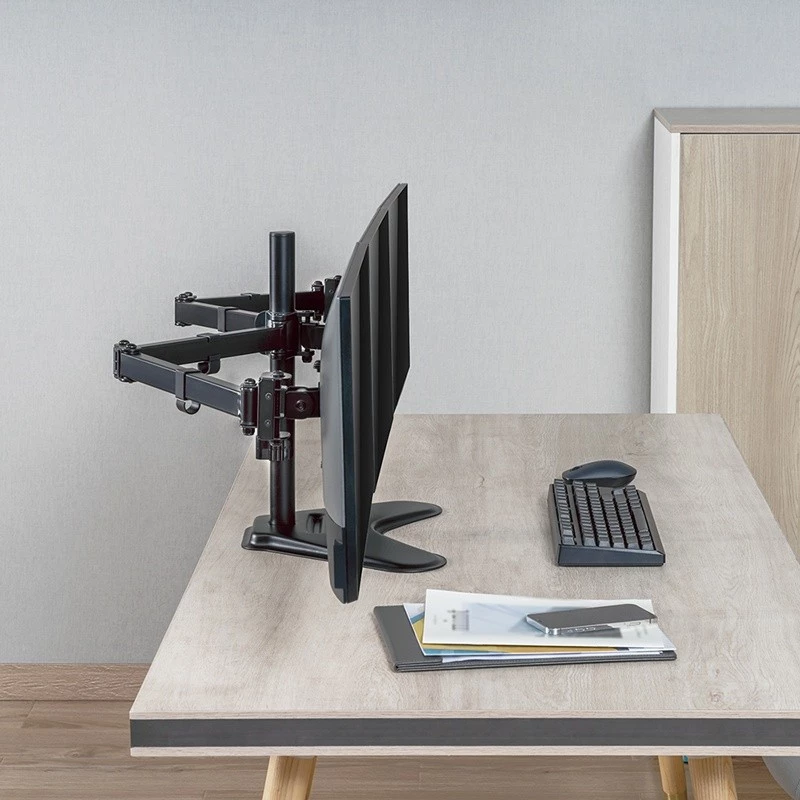 LOGILINK BP0174 Potrójny uchwyt do monitorów 17-27 cali, długość ramienia 658 mm, z uchwytem na smartfon, aluminium