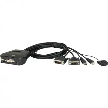 Przełącznik KVM Aten 2-portowy USB DVI z pilotem do wyboru portu