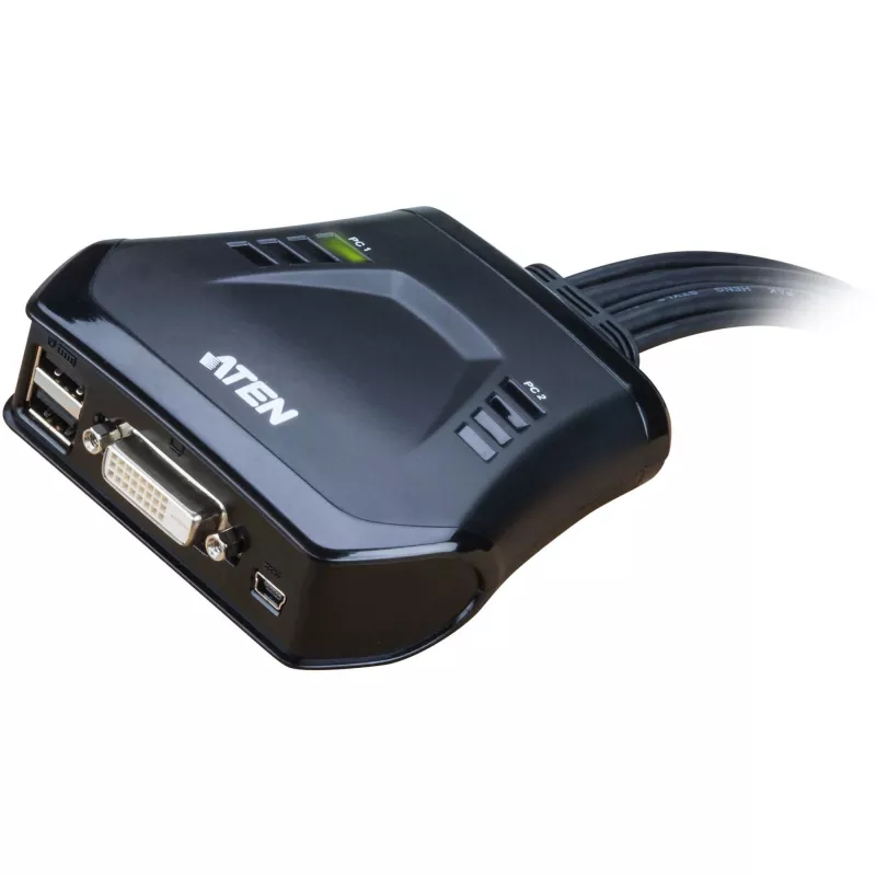 Przełącznik KVM Aten 2-portowy USB DVI z pilotem do wyboru portu