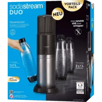 Urządzenie do napojów SODASTREAM DUO Czarna stal nierdzewna — domowy system do wody gazowanej