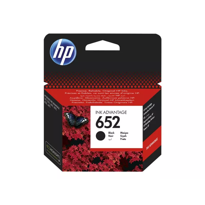 Oryginalny czarny wkład atramentowy HP 652 Ink Advantage