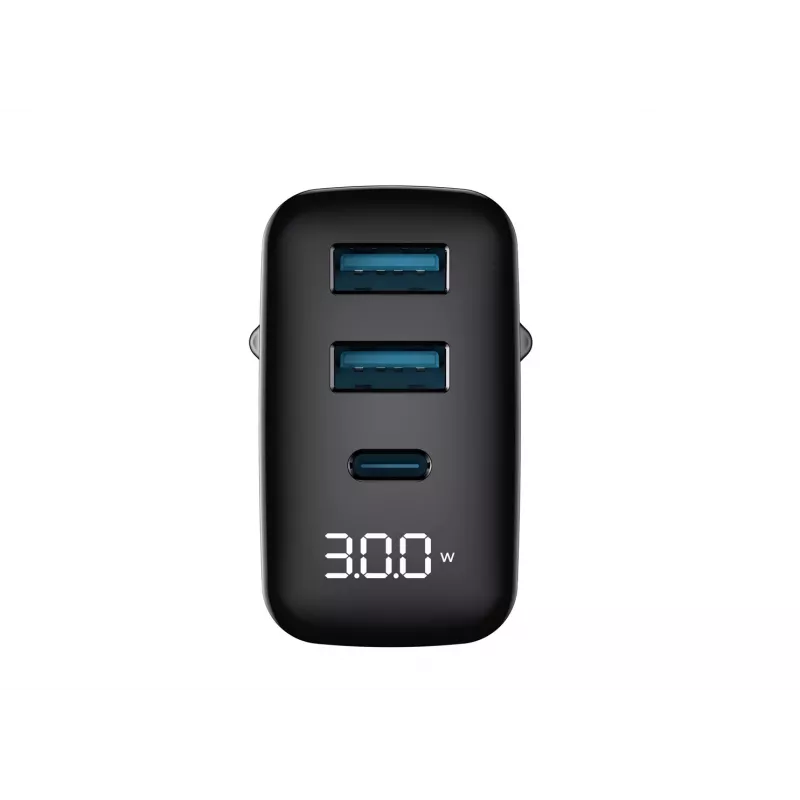 Ładowarka HAVIT UCLE001 EU GaN trzyportowa 30 W czarna — kompaktowa ładowarka USB z 3 portami