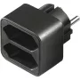 adapter zasilania 1x wtyczka z uziemieniem > 2x gniazdo Euro, adapter gniazdka czarny, oszczędzająca miejsce rozdzielacz