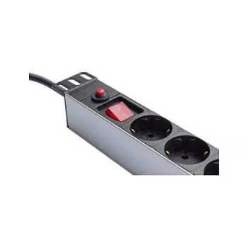 Listwa zasilająca 48,30 cm (19), 1U, wtyk uziemiony na 8x gniazdo uziemione, przepięciówka, włącznik, profil aluminiowy, Good Connections® (GC-N0087)