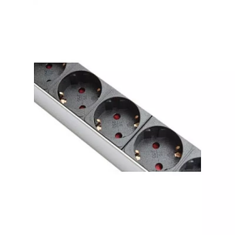 Listwa zasilająca 48,30 cm (19), 1U, wtyk uziemiony na 8x gniazdo uziemione, przepięciówka, włącznik, profil aluminiowy, Good Connections® (GC-N0087)