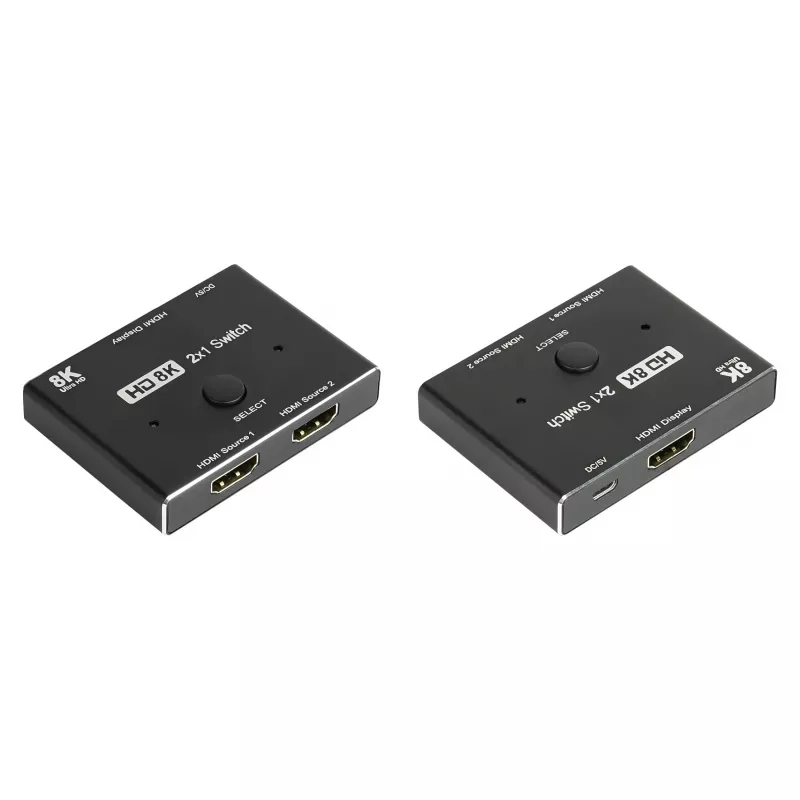Alcasa HDMI Switcher - HDMI - Schwarz - Metall - 7680 x 4320 - Daten - Gold (GC-M0261)