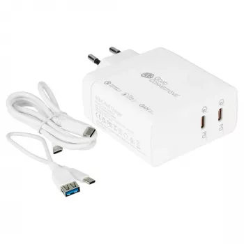 Good Connections GC USB-Fast Charger 140W GaN-Technologie, 2x USB-C, PD 3.1, QC 5.0, PPS biały -• USB-Fast Charger 140W• for Smartphones