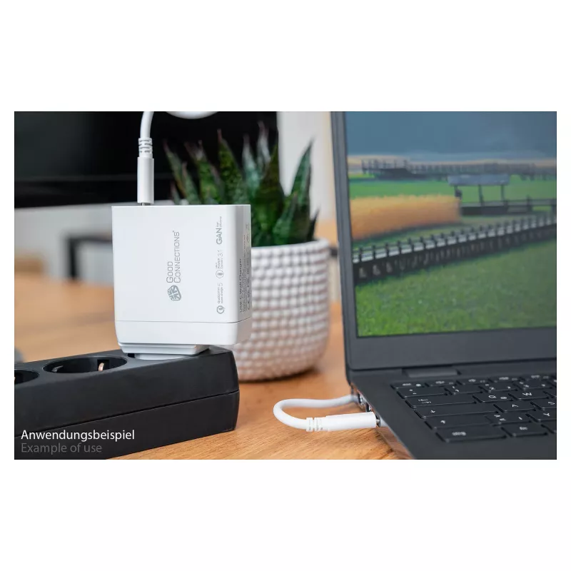 Good Connections GC USB-Fast Charger 140W GaN-Technologie, 2x USB-C, PD 3.1, QC 5.0, PPS biały -• USB-Fast Charger 140W• for Smartphones