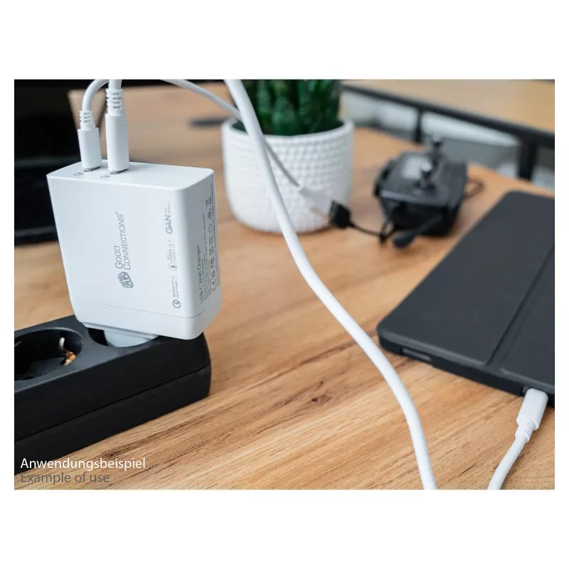 Good Connections GC USB-Fast Charger 140W GaN-Technologie, 2x USB-C, PD 3.1, QC 5.0, PPS biały -• USB-Fast Charger 140W• for Smartphones