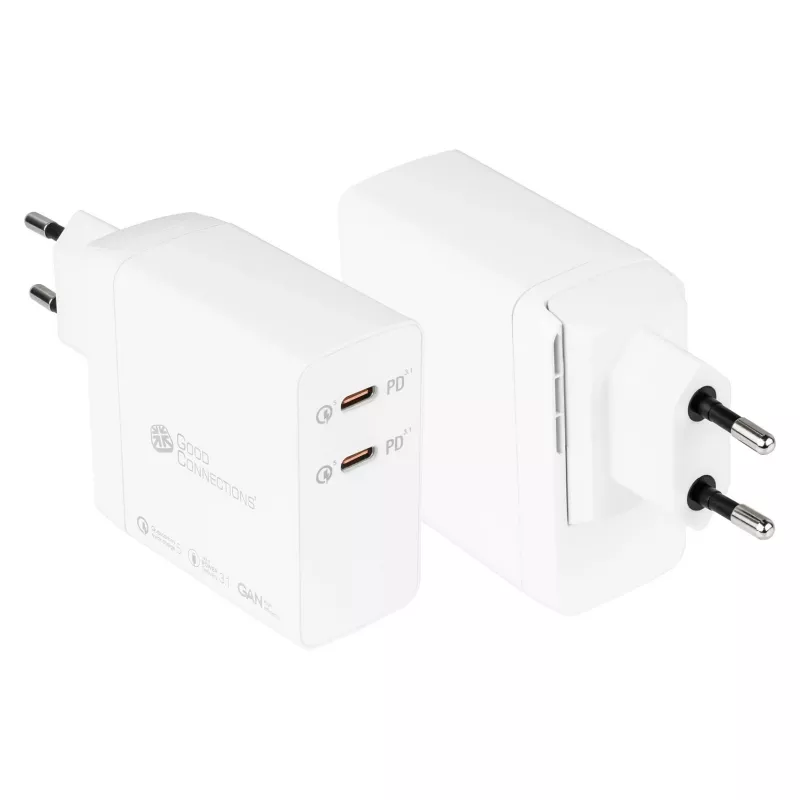 Good Connections GC USB-Fast Charger 140W GaN-Technologie, 2x USB-C, PD 3.1, QC 5.0, PPS biały -• USB-Fast Charger 140W• for Smartphones