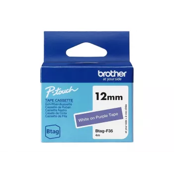 Taśma do etykietowania Brother BTAG-F35 Biały na fioletowym 1,2 cm 4 m