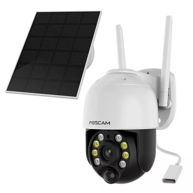 Kamera bezpieczeństwa IP Foscam B4 Dome 4 MP (2560×1440), Wi‑Fi 2,4 GHz, IP65, solarna + bateria 5000 mAh, obrót 355°, nachylenie 90°