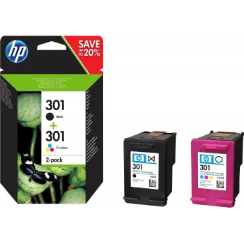 HP 301 - zestaw 2 szt. - czarny, kolorowy (cyjan, magenta, żółty)