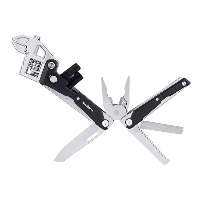 Multitool z kluczem nastawnym Nextool NE20362A — obudowa aluminiowa, 11 narzędzi, 207 mm po rozłożeniu, 153 mm po złożeniu, 313 g