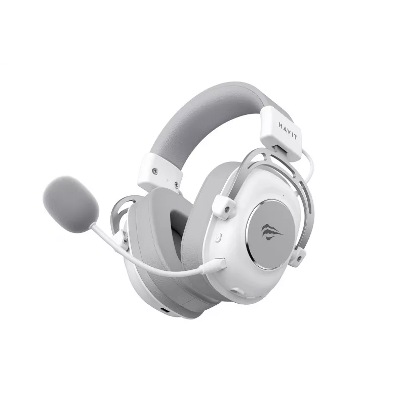 Słuchawki nauszne HAVIT H2002YG — bezprzewodowe 2,4G, Bluetooth, przewodowe, 20–20 000 Hz, zasięg 10 m, 257 g (biały/szary)