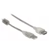 Delock 82244, 0,3 m, USB A, USB A, USB 2.0, 0,48 Gbit/s, transparentny