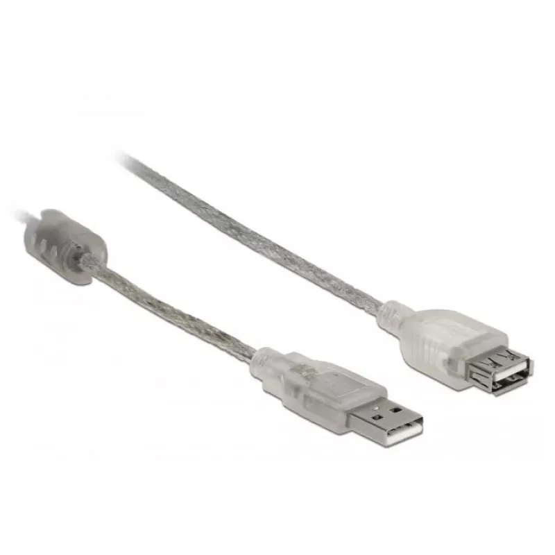 Delock 82244, 0,3 m, USB A, USB A, USB 2.0, 0,48 Gbit/s, transparentny