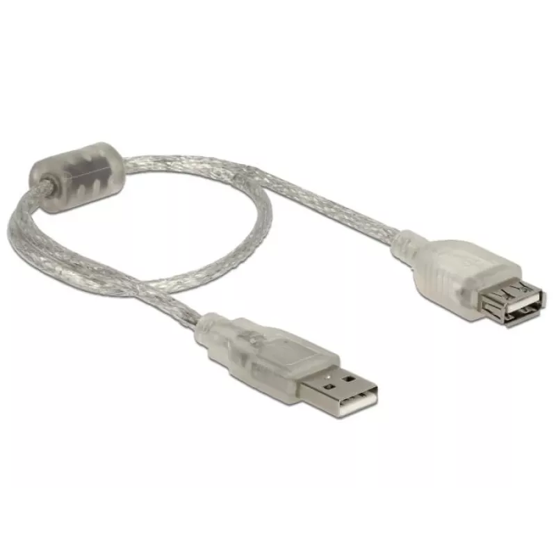 Delock 82244, 0,3 m, USB A, USB A, USB 2.0, 0,48 Gbit/s, transparentny