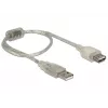 Delock 82244, 0,3 m, USB A, USB A, USB 2.0, 0,48 Gbit/s, transparentny