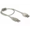 Delock 82244, 0,3 m, USB A, USB A, USB 2.0, 0,48 Gbit/s, transparentny
