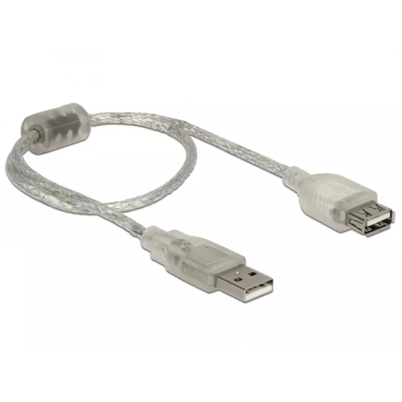 Delock 82244, 0,3 m, USB A, USB A, USB 2.0, 0,48 Gbit/s, transparentny