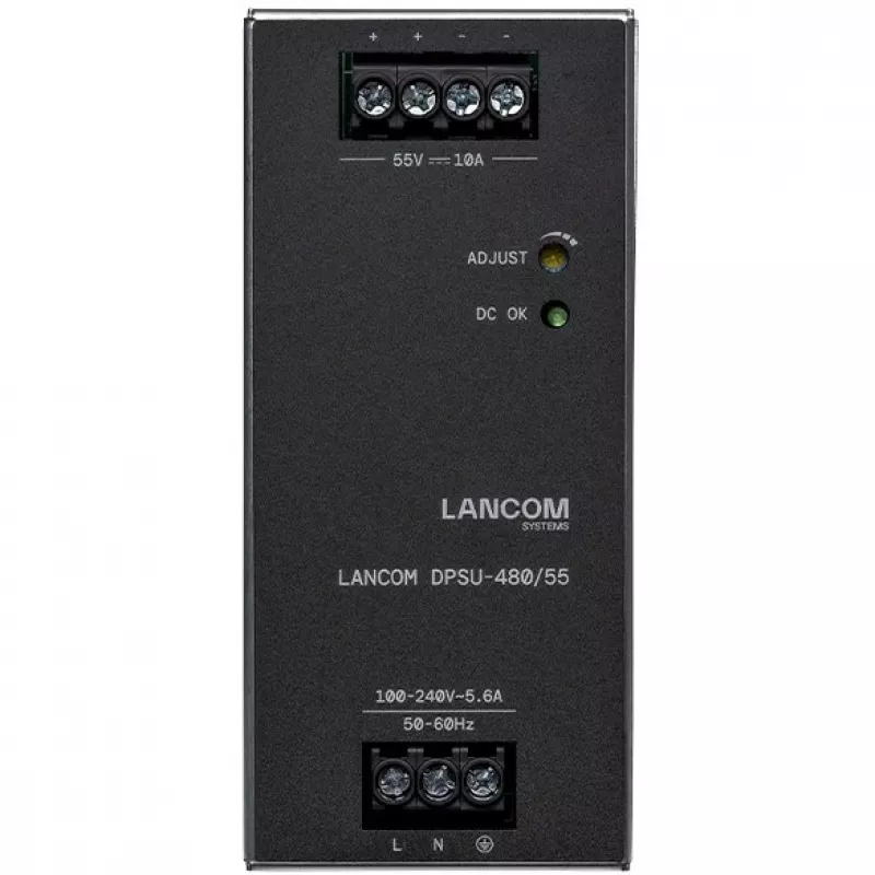 Zasilacz Lancom Systems LANCOM DPSU-480/55 — 480 W, AC 100–240 V, TS35 DIN, czarny/stalowy